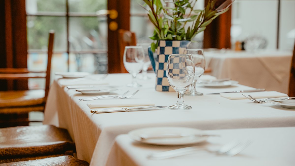 A table laid for dinner